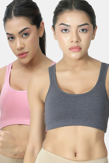 Buy Lady Lyka Soft Strechable Sports Bra (Pack of 2) - Multicolor